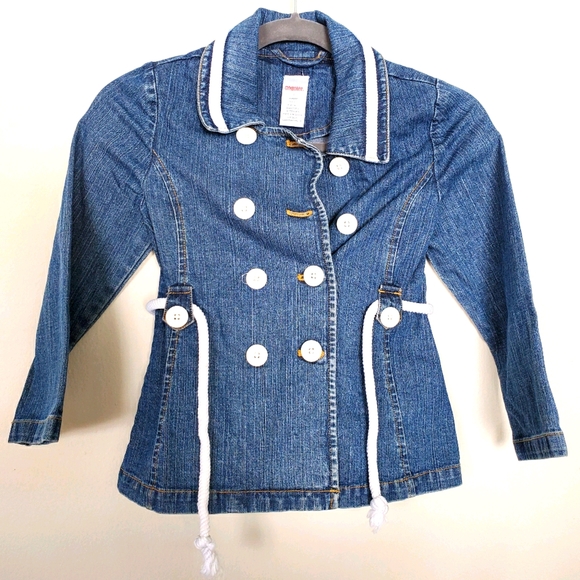 Gymboree Youth Denim Nautical Jacket with Cute Rope Waist Tie Size 6 077 - Picture 2 of 5